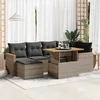 Image de Vidaxl Salon De Jardin Avec Coussins 7 Pcs Gris RÃ©sine TressÃ©e Acacia