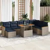 Image de Vidaxl Salon De Jardin 9 Pcs Avec Coussins Gris RÃ©sine TressÃ©e