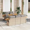 Image de Vidaxl Salon De Jardin 6 Pcs Avec Coussins Beige RÃ©sine TressÃ©e Acacia