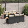 Image de Vidaxl Salon De Jardin Avec Coussins 7 Pcs Noir RÃ©sine TressÃ©e Acacia