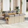 Image de Vidaxl Salon De Jardin Avec Coussins 7 Pcs Beige RÃ©sine TressÃ©e Acacia