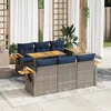 Image de Vidaxl Salon De Jardin Avec Coussins 7 Pcs Gris RÃ©sine TressÃ©e