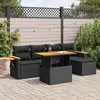Image de Vidaxl Salon De Jardin 6 Pcs Avec Coussins Noir RÃ©sine TressÃ©e Acacia