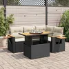 Image de Vidaxl Salon De Jardin 5 Pcs Avec Coussins Noir RÃ©sine TressÃ©e Acacia