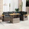 Image de Vidaxl Salon De Jardin Avec Coussins 6 Pcs Gris RÃ©sine TressÃ©e Acacia