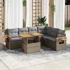 Image de Vidaxl Salon De Jardin Avec Coussins 7 Pcs Beige RÃ©sine TressÃ©e Acacia