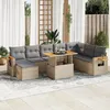 Image de Vidaxl Salon De Jardin Avec Coussins 9 Pcs Beige RÃ©sine TressÃ©e Acacia