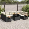 Image de Vidaxl Salon De Jardin 10 Pcs Avec Coussins Noir RÃ©sine TressÃ©e Acacia