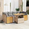 Image de Vidaxl Salon De Jardin Avec Coussins 7 Pcs Beige RÃ©sine TressÃ©e Acacia