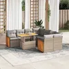 Image de Vidaxl Salon De Jardin Avec Coussins 9 Pcs Beige RÃ©sine TressÃ©e Acacia