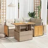 Image de Vidaxl Salon De Jardin Avec Coussins 5 Pcs Beige RÃ©sine TressÃ©e Acacia