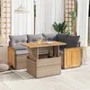 Image de Vidaxl Salon De Jardin Avec Coussins 5 Pcs Beige RÃ©sine TressÃ©e Acacia