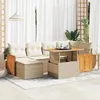 Image de Vidaxl Salon De Jardin Avec Coussins 7 Pcs Beige RÃ©sine TressÃ©e Acacia