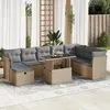 Image de Vidaxl Salon De Jardin Avec Coussins 9 Pcs Beige RÃ©sine TressÃ©e