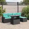 Image de Vidaxl Salon De Jardin Avec Coussins 6 Pcs Gris RÃ©sine TressÃ©e Acacia