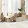 Image de Vidaxl Salon De Jardin Avec Coussins 7 Pcs Beige RÃ©sine TressÃ©e