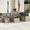 Image de Vidaxl Salon De Jardin Avec Coussins 9 Pcs Beige RÃ©sine TressÃ©e