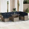 Image de Vidaxl Salon De Jardin Avec Coussins 9pcs Marron RÃ©sine TressÃ©e Acacia