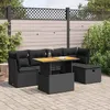 Image de Vidaxl Salon De Jardin 6 Pcs Avec Coussins Noir RÃ©sine TressÃ©e Acacia