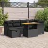 Image de Vidaxl Salon De Jardin Avec Coussins 7 Pcs Noir RÃ©sine TressÃ©e Acacia