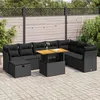 Image de Vidaxl Salon De Jardin Avec Coussins 9 Pcs Noir RÃ©sine TressÃ©e Acacia