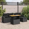 Image de Vidaxl Salon De Jardin 6 Pcs Avec Coussins Noir RÃ©sine TressÃ©e Acacia