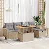 Image de Vidaxl Salon De Jardin 6 Pcs Avec Coussins Beige RÃ©sine TressÃ©e Acacia
