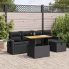 Image de Vidaxl Salon De Jardin 6 Pcs Avec Coussins Noir RÃ©sine TressÃ©e Acacia