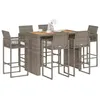 Image de Vidaxl Ensemble De Bar De Jardin 7 Pcs Sans Coussins Gris Poly Rotin