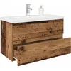 Image de vidaXL Meuble lavabo avec bassin et robinet intÃ©grÃ©s vieux bois