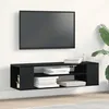 Image de Meuble TV mural vidaXL Noir chÃªne 100x30x26,5 cm en bois