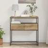 Image de Table Console vidaXL en ChÃªne Artisanal 75x40x75 cm Bois d'IngÃ©nierie et Acier