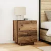 Image de Table De Chevet Vidaxl Avec LumiÃ¨res Led En Vieux Bois 45x40x55 Cm
