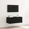Image de Meuble TV vidaXL avec Ã©clairage LED ChÃªne Noir 80x35x31 cm