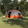 Image de Vidaxl Tente DÃ´me Avec Toit Gris Et Orange 475 X 475 X 235 Cm Taffetas