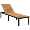 Image de Vidaxl Chaise Longue Noire 200x55x35 Cm En Bois D'acacia Massif