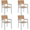 Image de Vidaxl Ensemble De 4 Chaises De Jardin En Gris Bois Acacia Et Acier