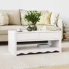 Image de Table basse vidaXL """"DRAMMEN"""" Blanche 99x55x45 cm en bois massif de pin