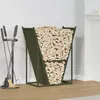 Image de vidaXL Portant de bois chauffage vert olive 69,5x35x81 cm