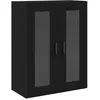 Image de vidaXL Meuble de cabinet mural avec portes en verre chÃªne noir 69,5x34x90 cm
