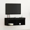 Image de Buffet TV vidaXL avec Ã©clairage LED ChÃªne noir 80x30x30 cm