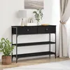 Image de Table Console vidaXL Noir ChÃªne 100x25x75 cm Bois IngÃ©nierie et Acier