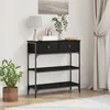 Image de Table Console vidaXL Noir ChÃªne 72,5x25x75 cm Bois d'ingÃ©nierie & Acier