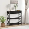 Image de Table Console vidaXL Noir ChÃªne 75x28x75 cm Bois d'ingÃ©nierie et Acier