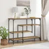 Image de Table Console Vidaxl En ChÃªne Artisanal 100x35x75 Cm En Bois D'ingÃ©nierie Et Acier