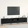 Image de Meuble TV vidaXL avec tiroir Noir ChÃªne 200x25x44 cm Bois d'ingÃ©nierie