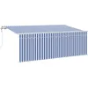 Image de Vidaxl Auvent RÃ©tractable Bleu Et Blanc 400 X 200 Cm MÃ©tal & Tissu