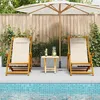 Image de Chaises De Plage Pliantes Vidaxl 2 Pcs CrÃ¨me En Bois D'acacia Massif Et TextilÃ¨ne