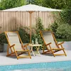 Image de Chaises De Plage Pliantes Vidaxl 2 Pcs Taupe En Bois D'acacia Et TextilÃ¨ne