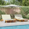Image de Chaise Longue Double Vidaxl Avec Des Roulettes Et Un Coussin En Bois D'acacia Massif